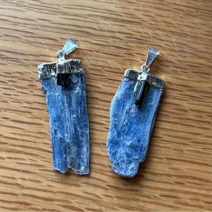 Blue kyanite pendant with black tourmaline